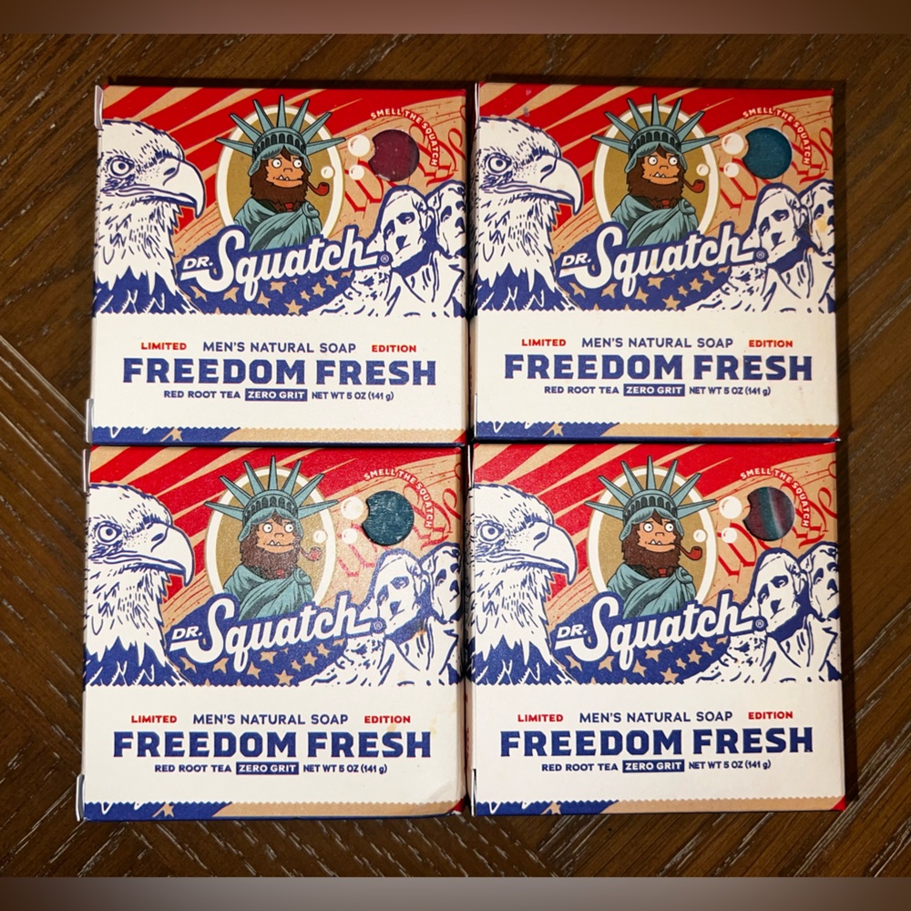 Dr. Squatch Natural Bar Soap, Freedom Fresh, 5 oz, Lot of 4